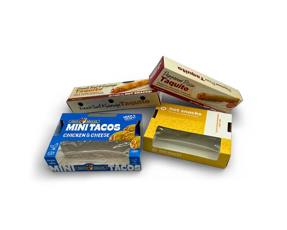 An image of printed grease-resistant food boxes.