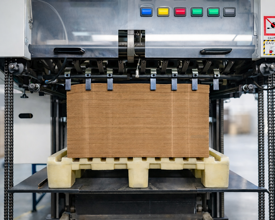 An image of cardboard stacking machine.