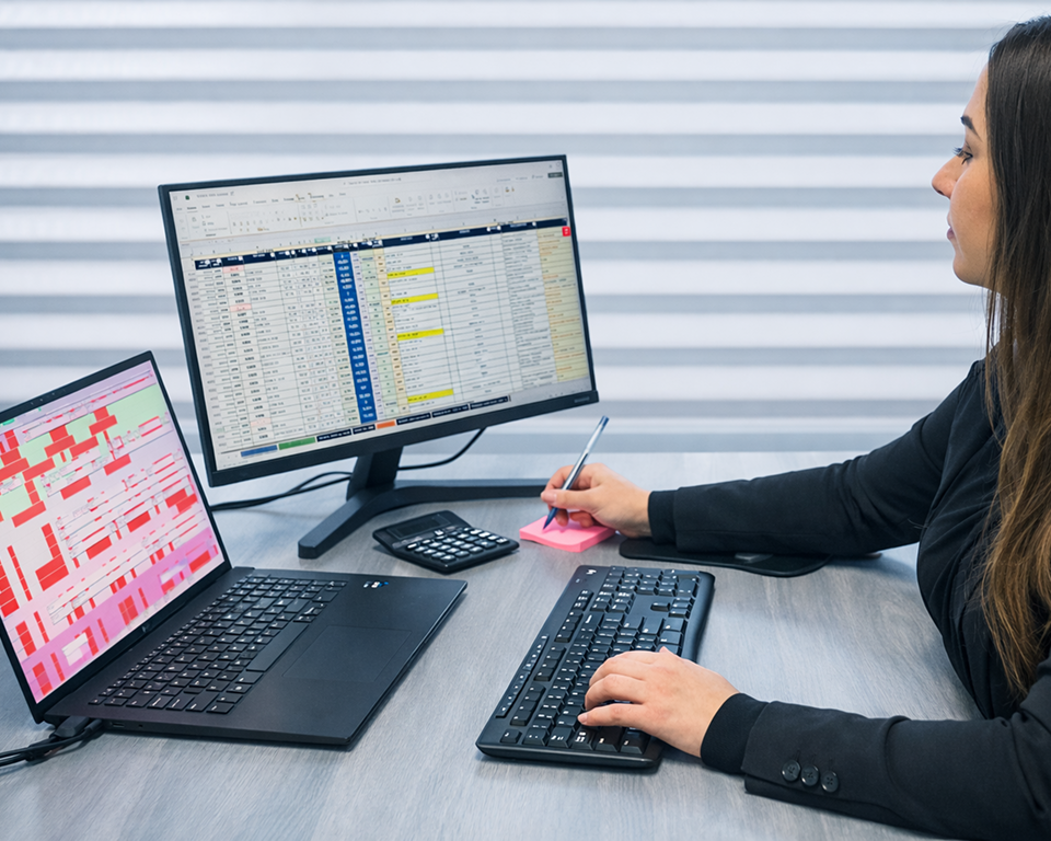 An image of a woman working at a computer.