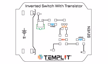 Schematic diagram of an inverted switch with a transistor circuit including resistors and a 5V power supply.