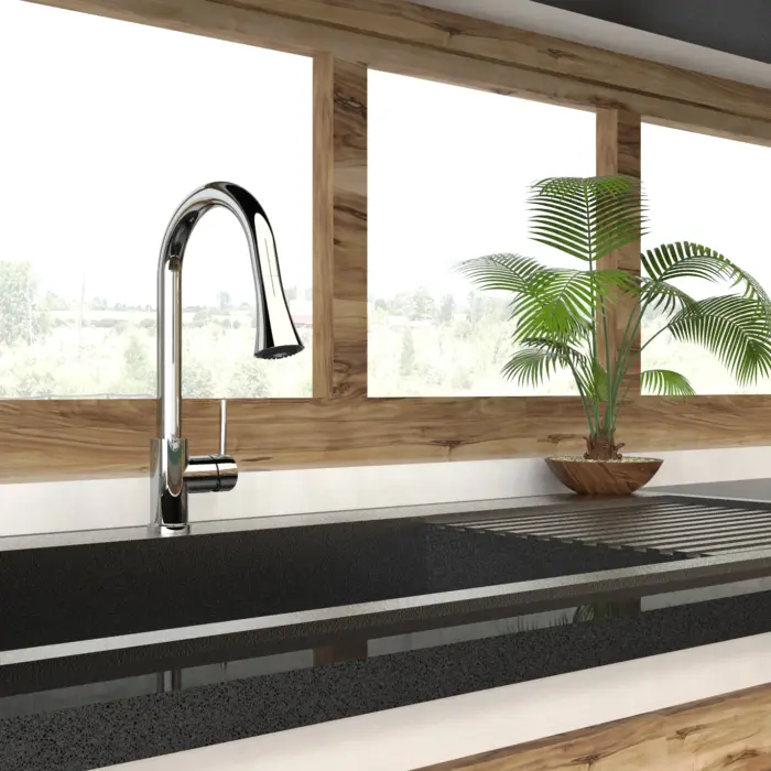 Kitchen Sink Faucet with Swivel Pull-Down Spout