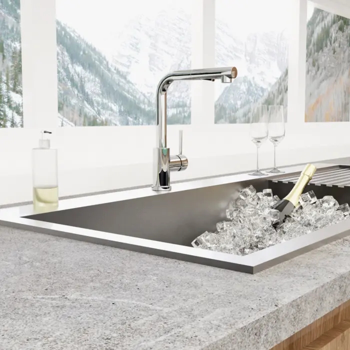 Kitchen Sink Faucet with Swivel Pull-Out Spout