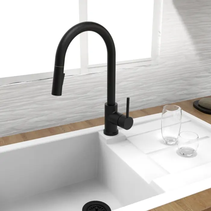 Kitchen Sink Faucet with Swivel Pull-Down Spout