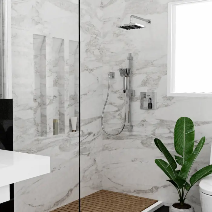 Kit : Robinet pour douche – Garniture pour valve à pression équilibrée déviatrice, avec contrôle de volume