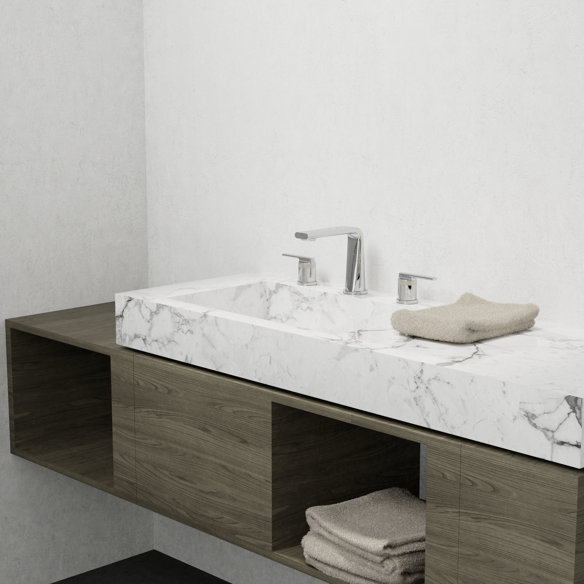 Robinet pour lavabo de salle de bain avec contrôle de volume