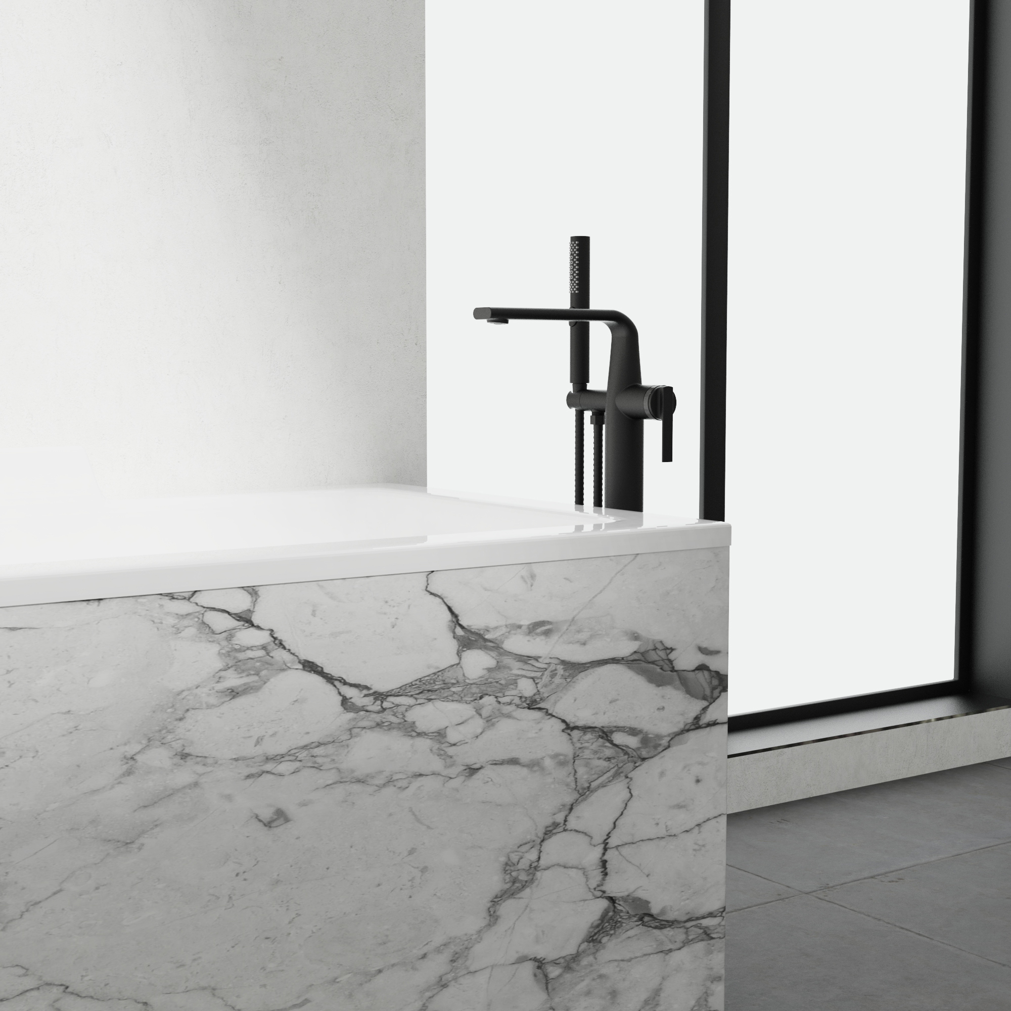 Bathtub Faucet - Complete model / Floor Mount Bathtub Filler with Pressured Balance