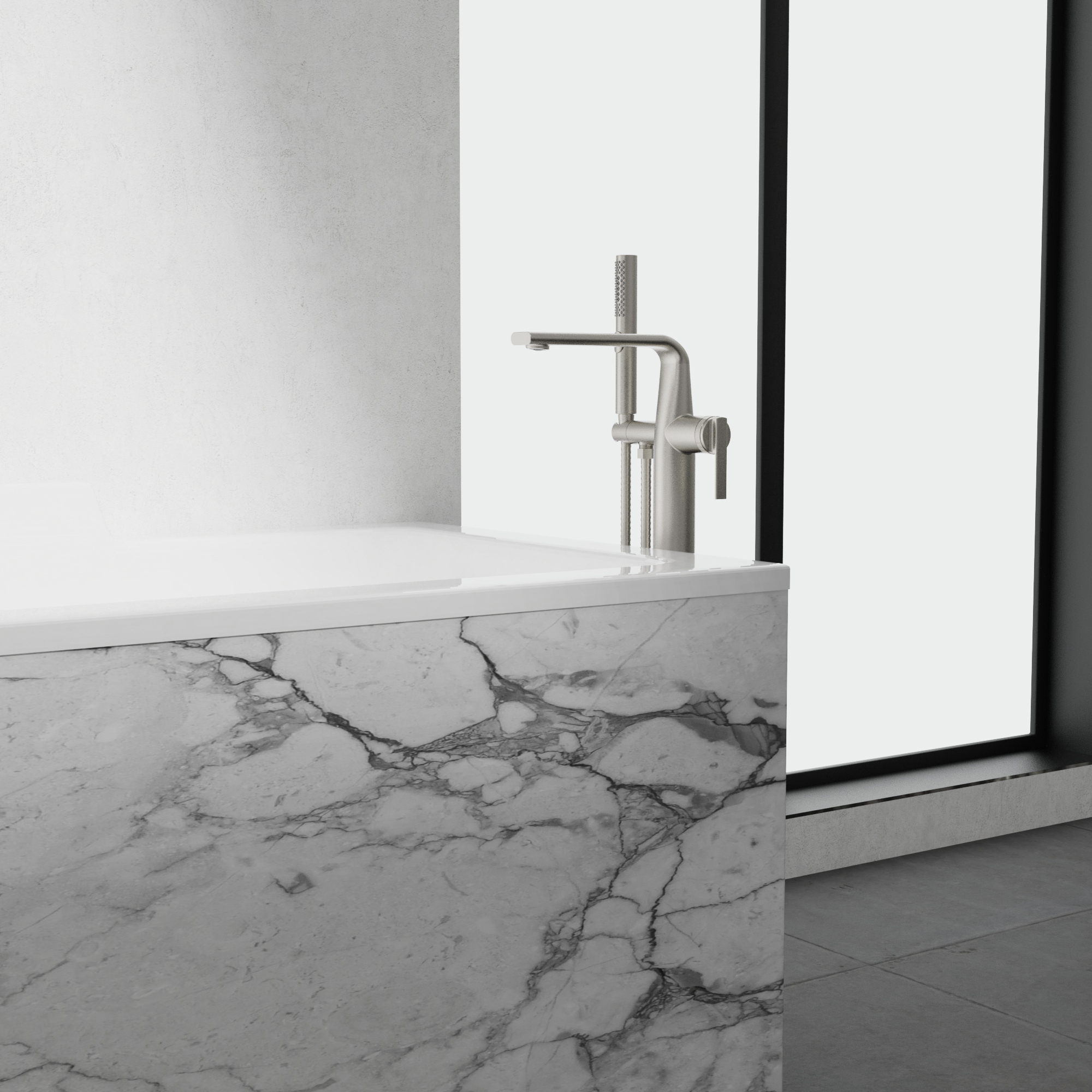 Bathtub Faucet - Complete model / Floor Mount Bathtub Filler with Pressured Balance