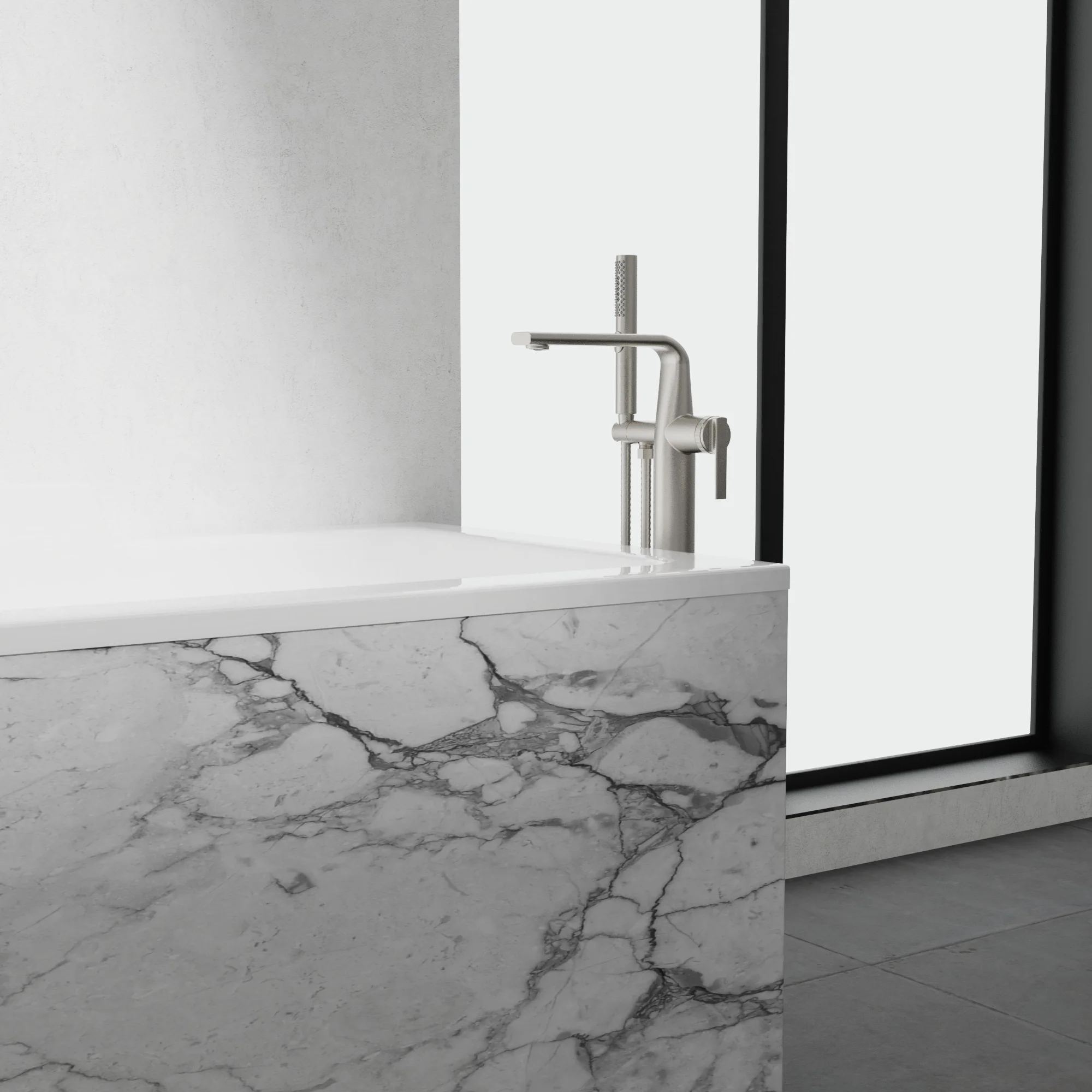 Bathtub Faucet - Complete model / Floor Mount Bathtub Filler with Pressured Balance