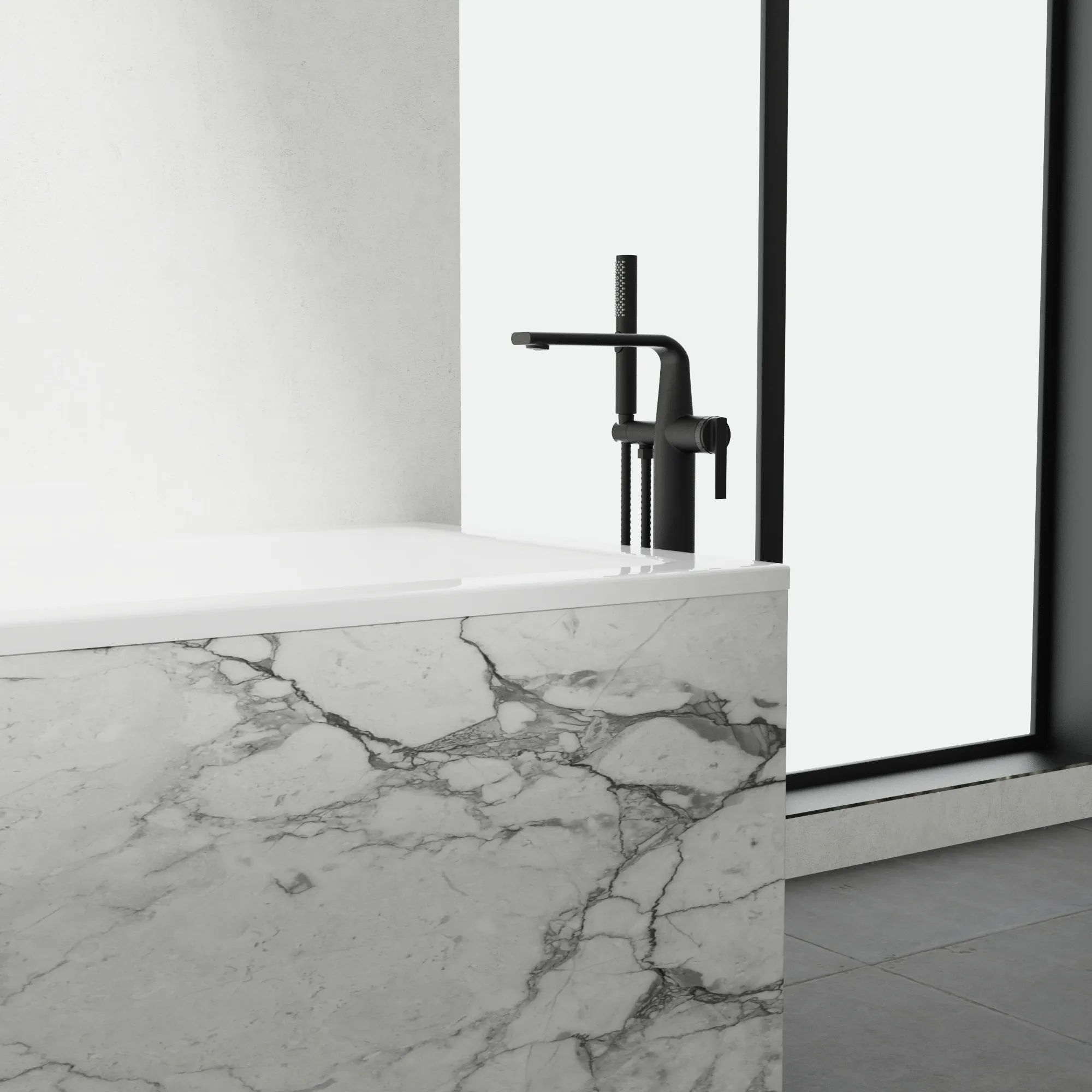 Bathtub Faucet - Complete model / Floor Mount Bathtub Filler with Pressured Balance