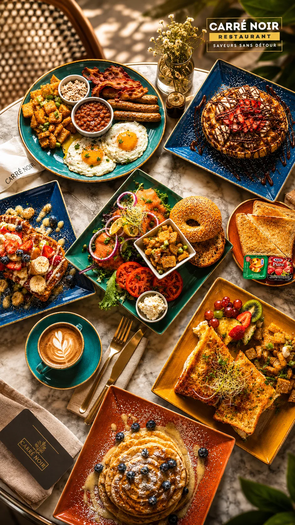 Table de plats à partager pour groupes au Carré Noir, Sorel-Tracy