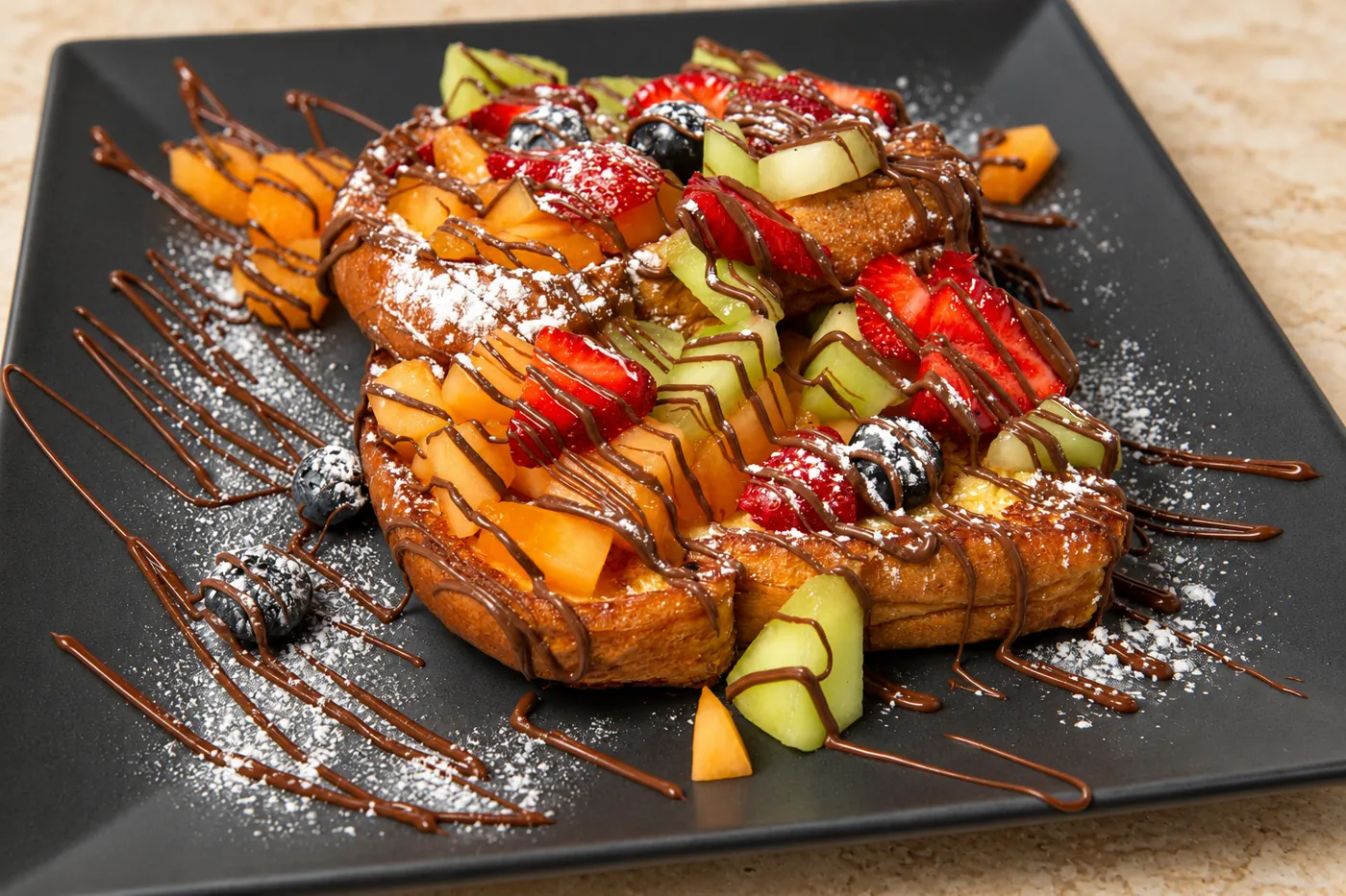 Pain doré aux fruits frais et chocolat, Le Carré Noir