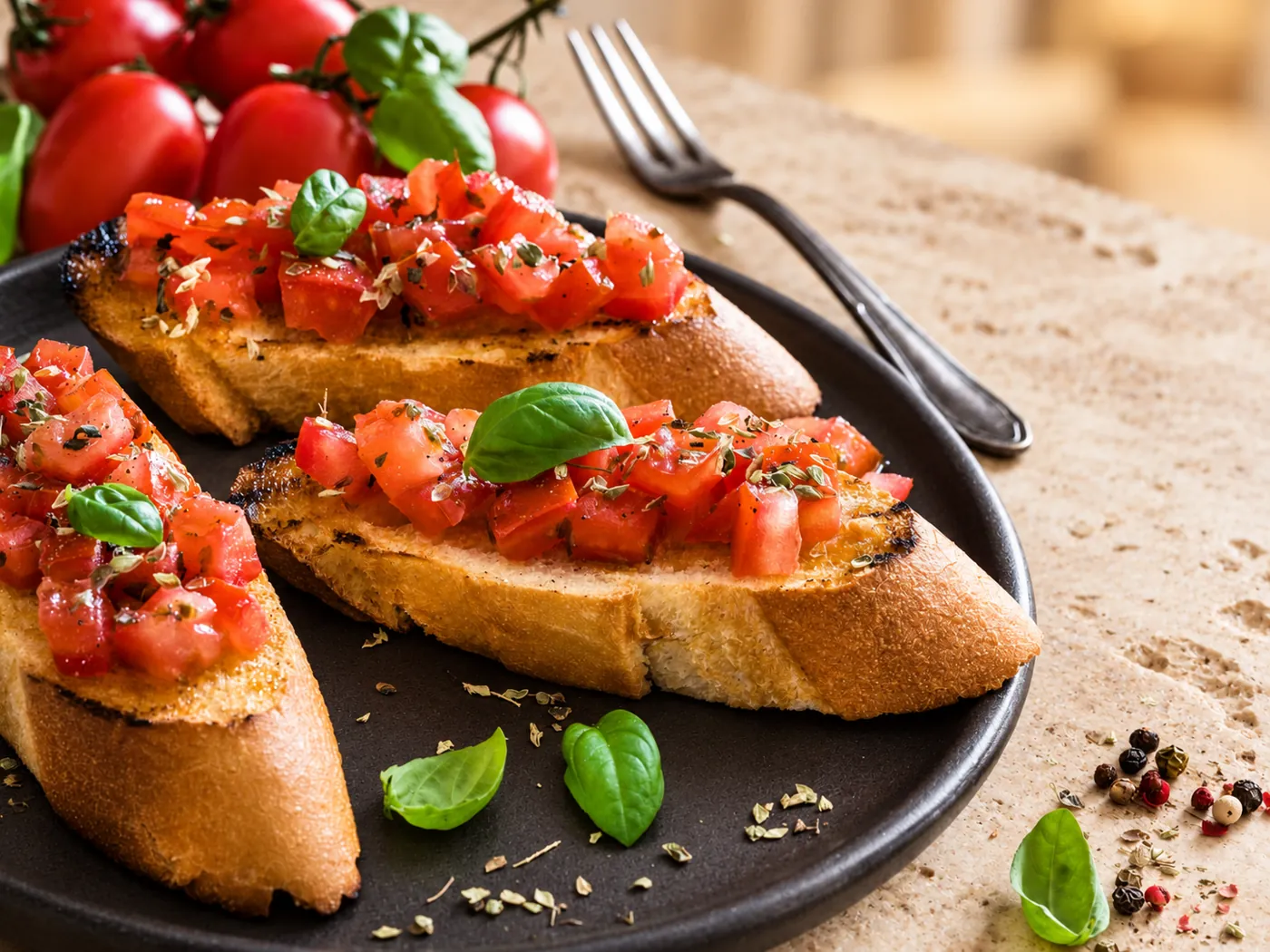 Bruschettas tomate et basilic, Le Carré Noir