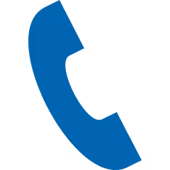 Blue telephone handset icon.