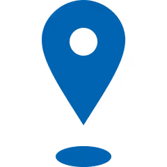 Blue location pin icon with shadow below.