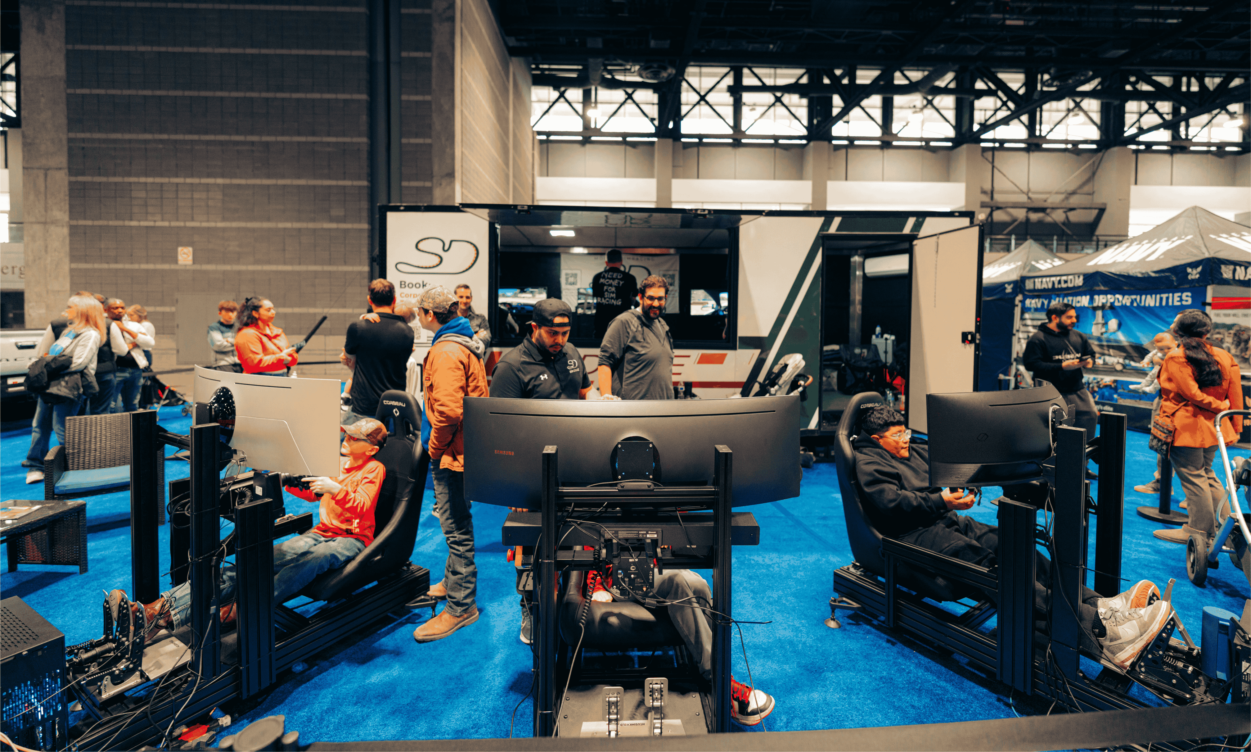 Mobile racing simulator at corporate event in Chicago