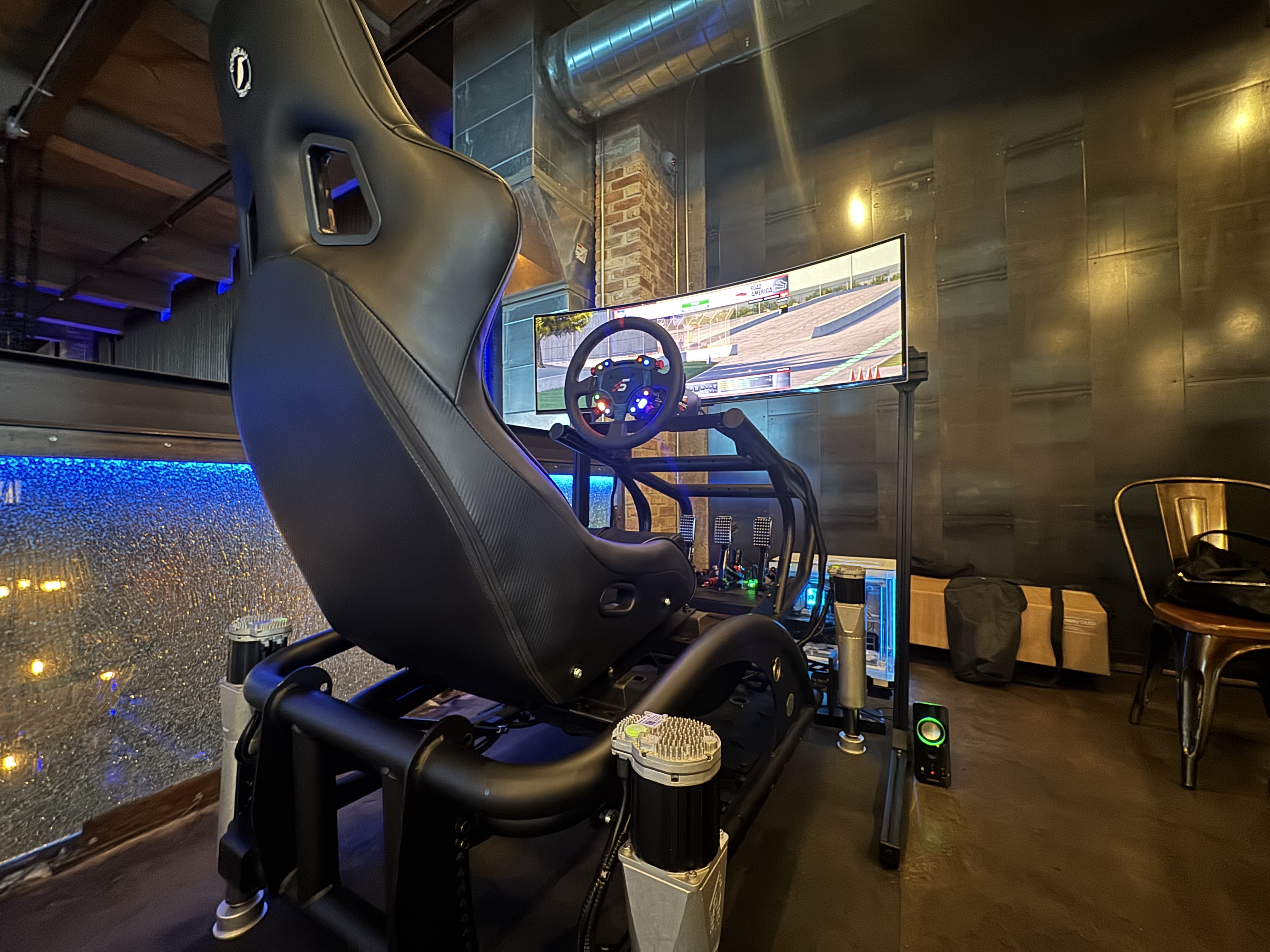 Mobile racing simulator at corporate event in Chicago