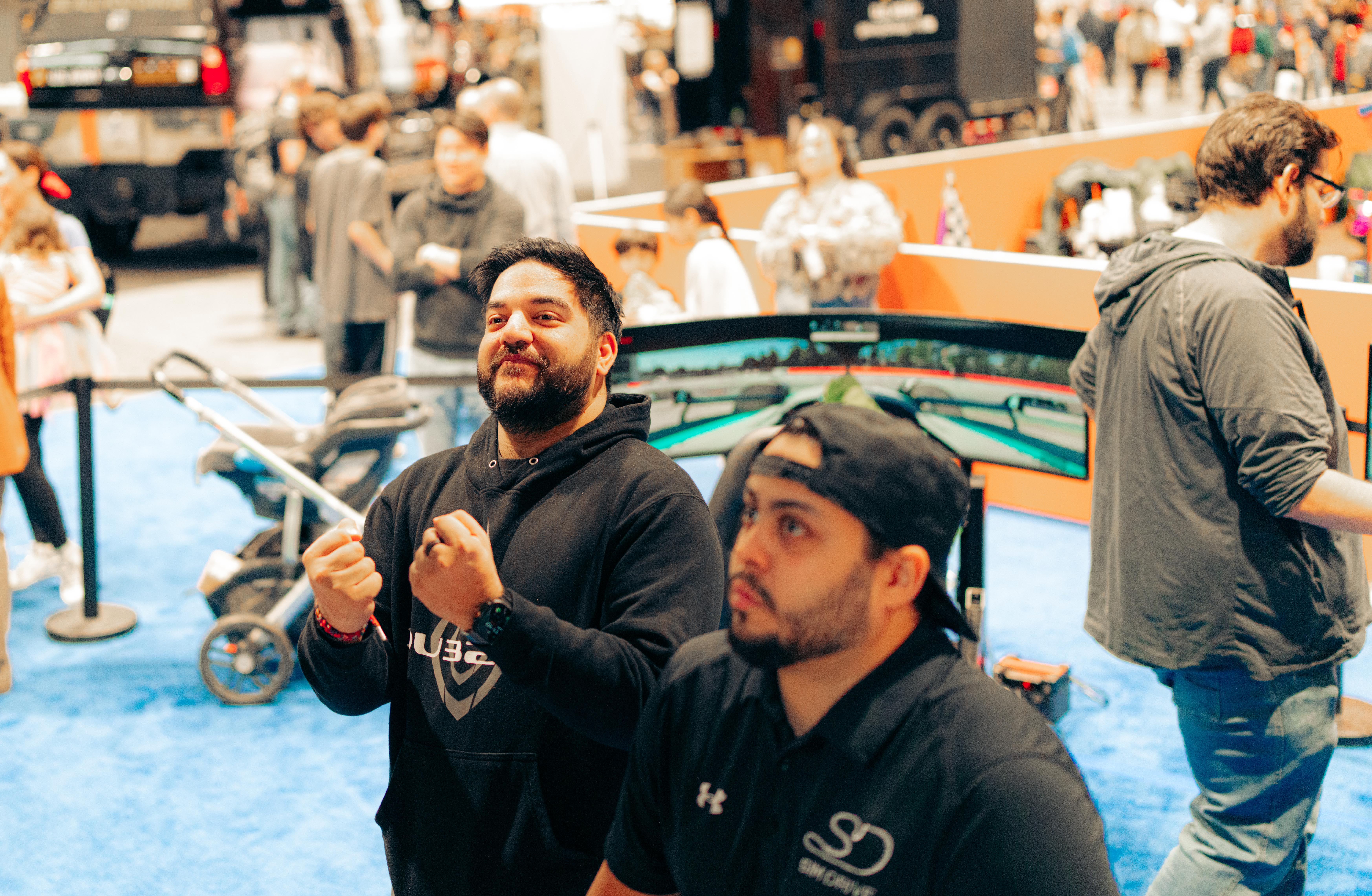 Mobile racing simulator at corporate event in Chicago