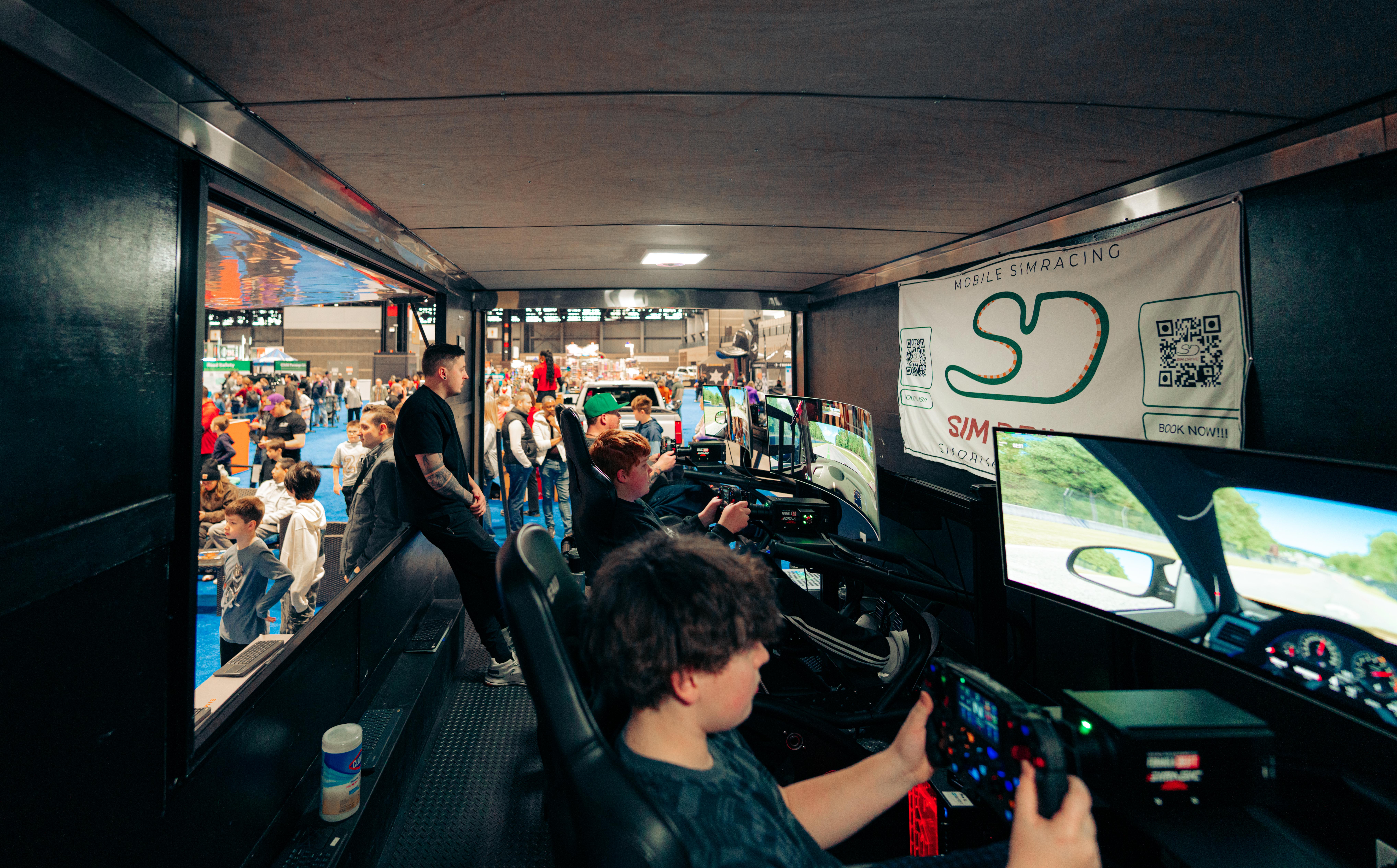 Mobile racing simulator at corporate event in Chicago