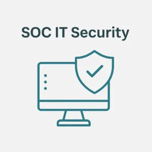 SOC IT Security Bildschirm mit Schild für Sicherheit
