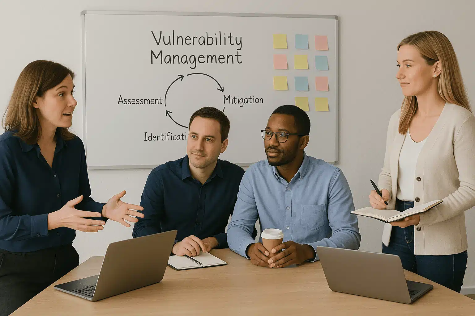 Schwachstellenmanagement Definition - Ein Team sitzt zusammen