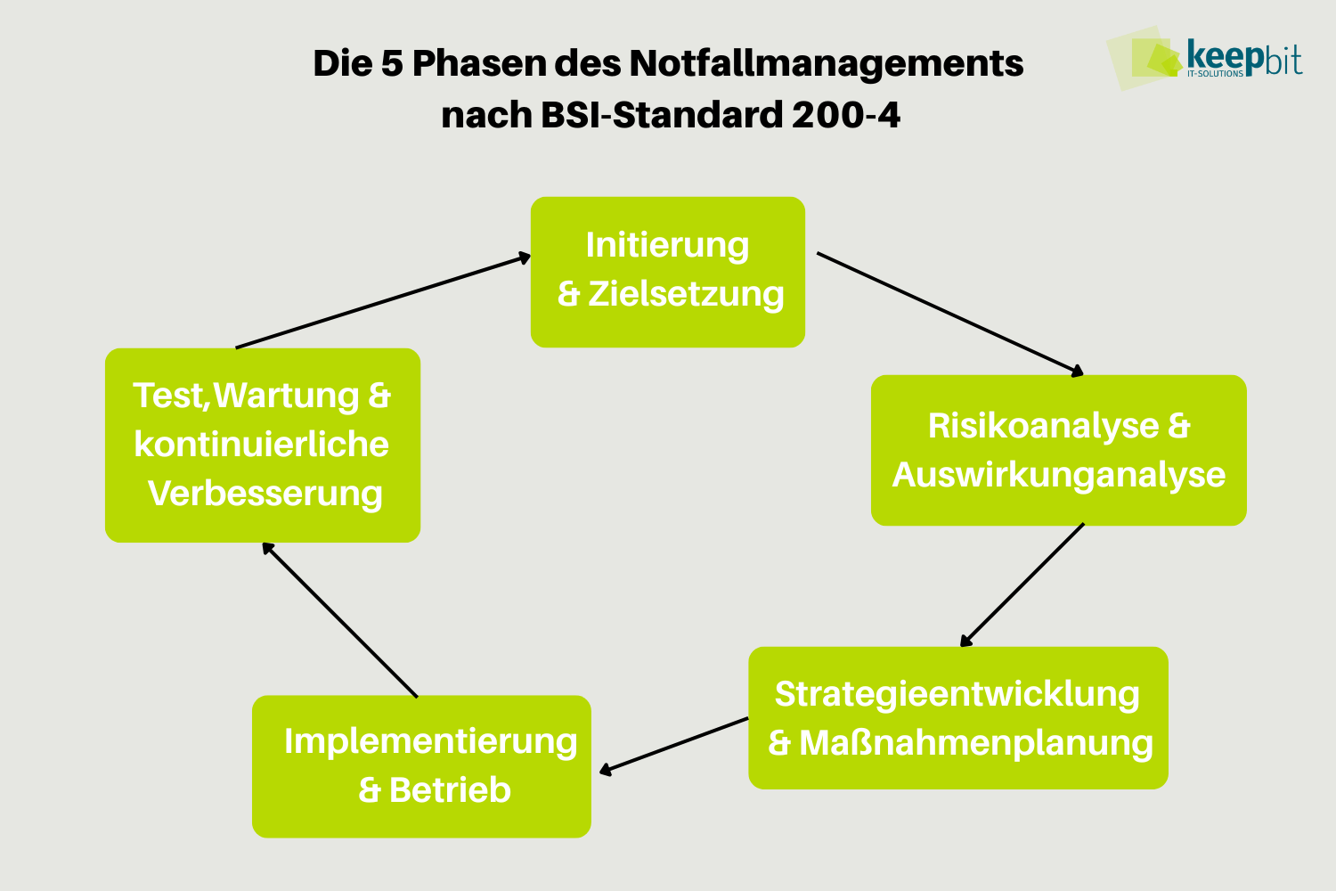 Notfallmanagement die 5 Phasen dargestellt