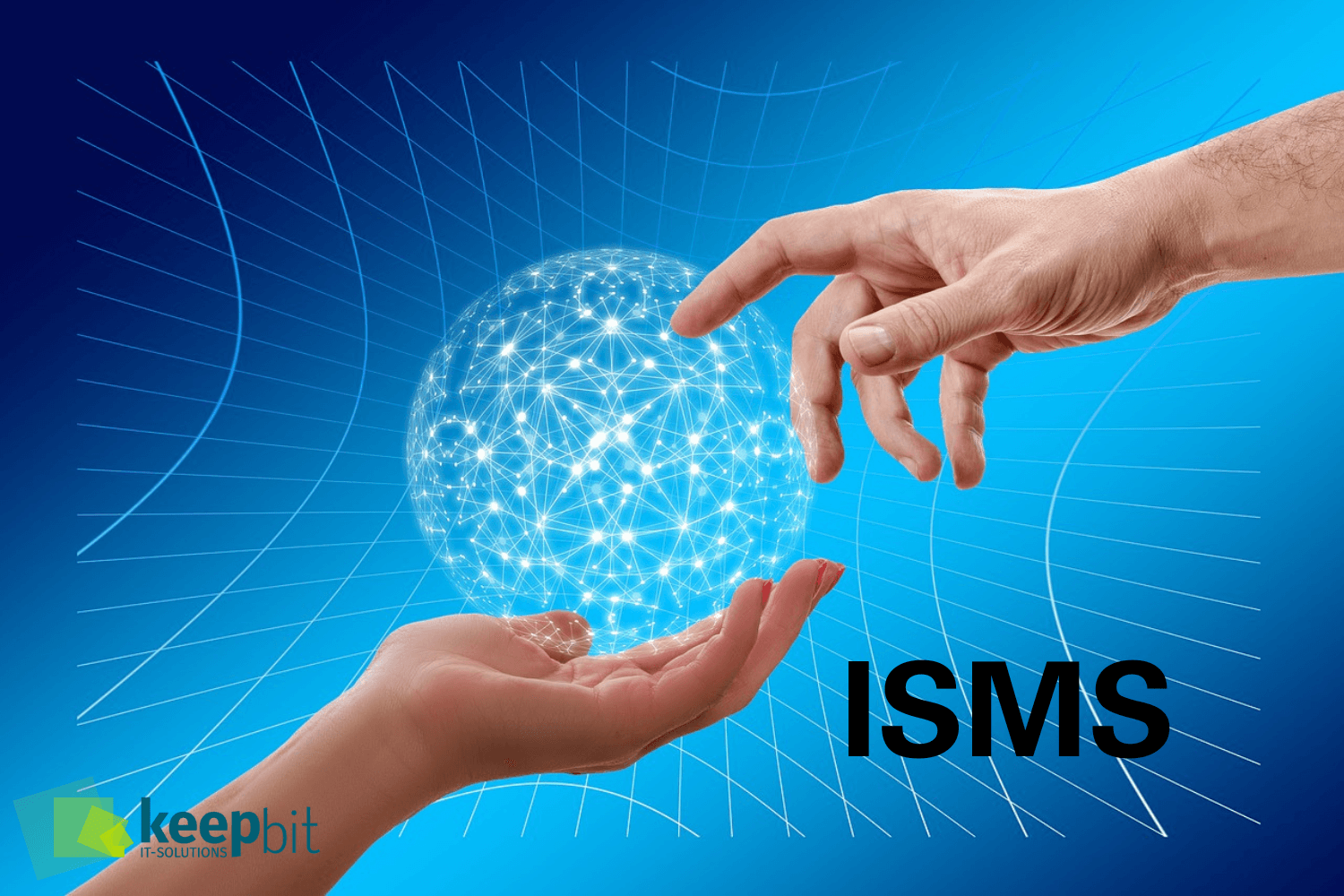 Isms Hände und digitales Netzwerk