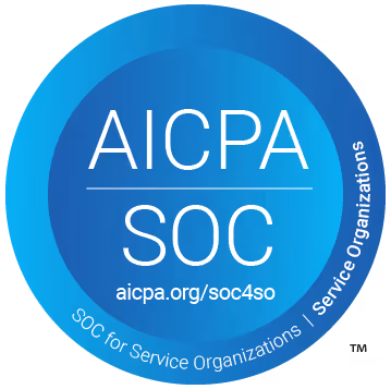 AICPA SOC badge indicating SOC for Service Organizations with URL aicpa.org/soc4so.