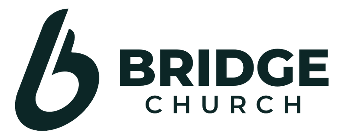 Bridge Church logo with a stylized white bridge icon above the text 'BRIDGE CHURCH' on a dark background.