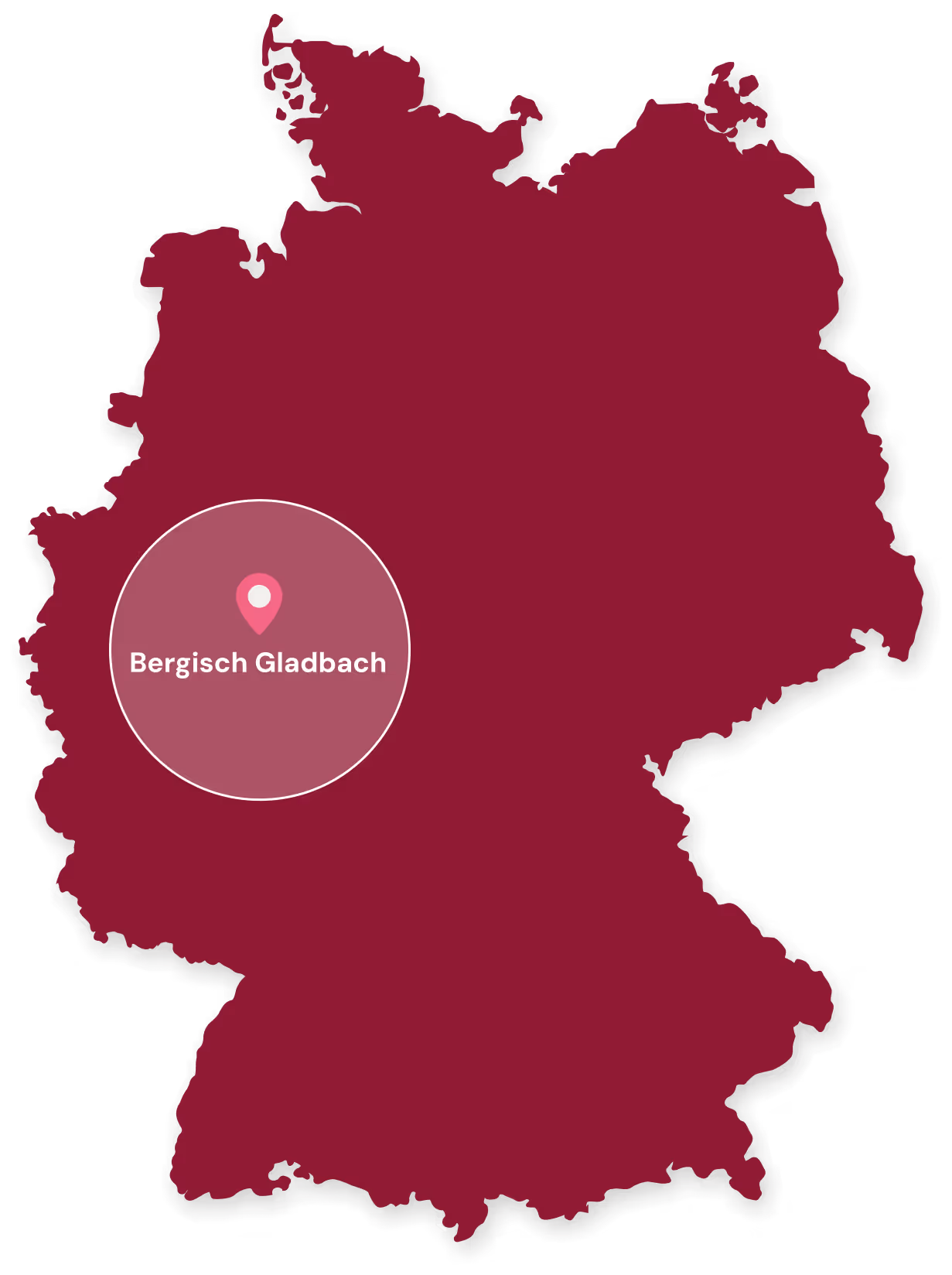 Karte von Deutschland mit hervorgehobener Position von Bergisch Gladbach.