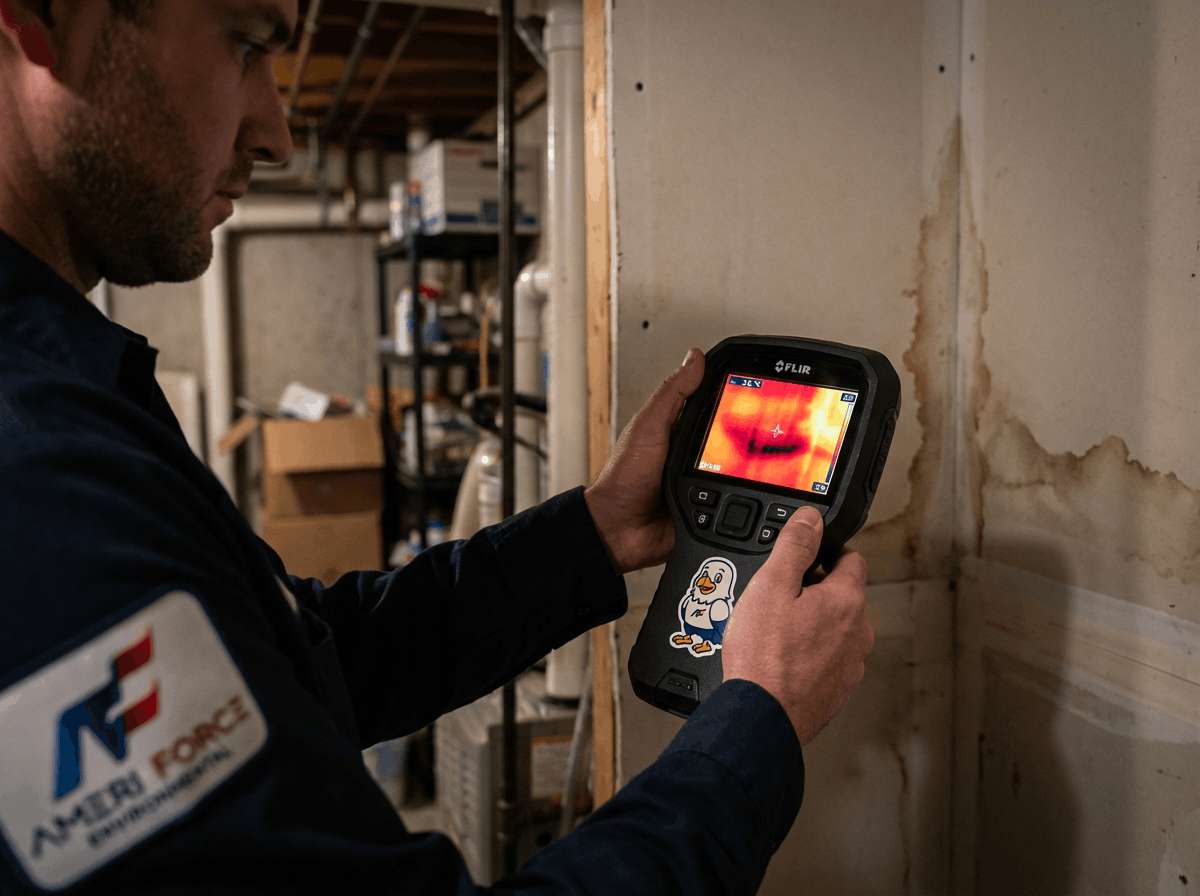 Professional moisture detection during a mold remediation Colorado Springs inspection to find hidden water damage.