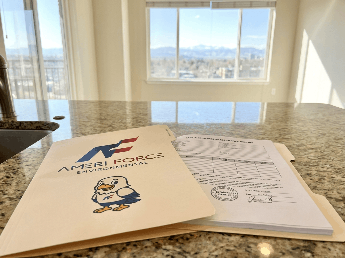 Official asbestos clearance documentation ensuring a high-value asbestos removal cost Denver investment.