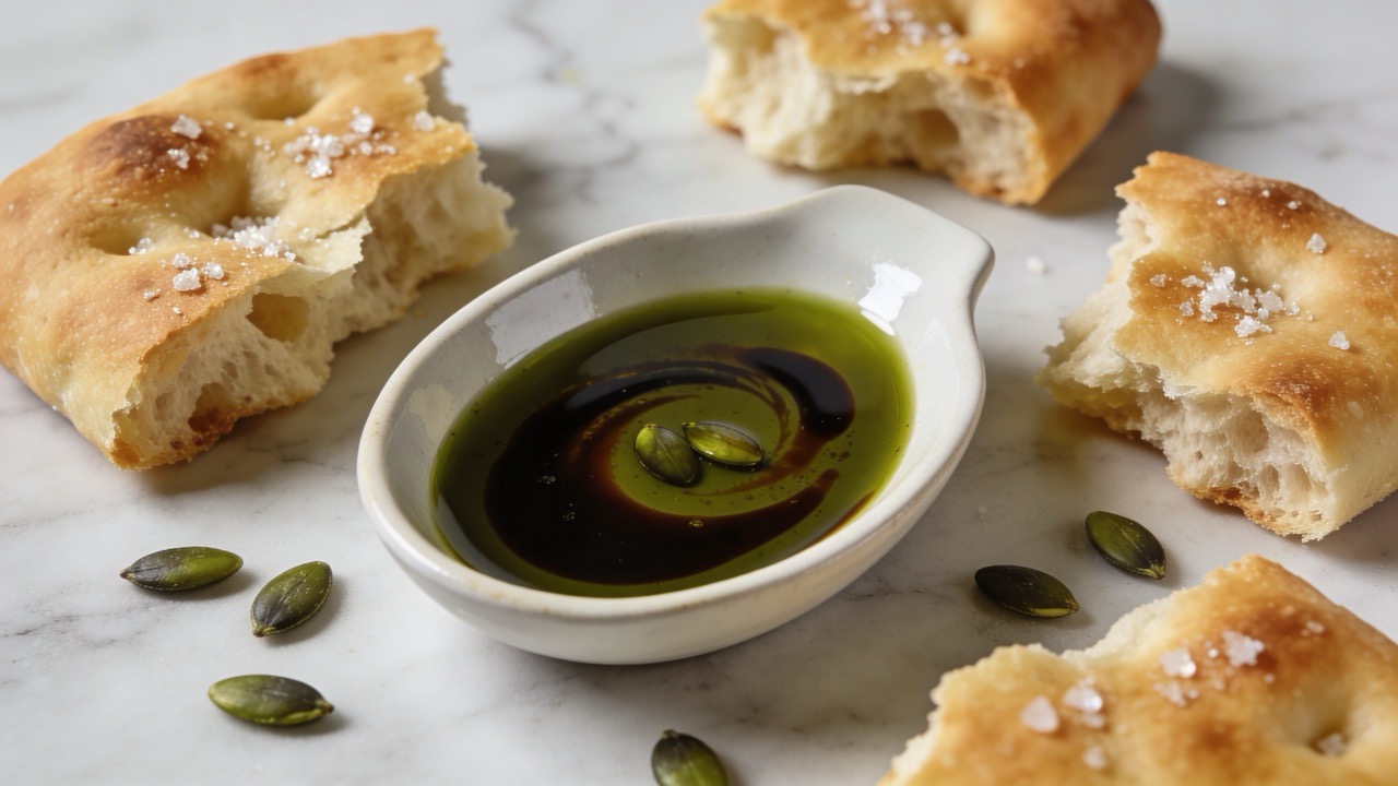 Focaccia Bread & Pumpkin Seed Oil Dip