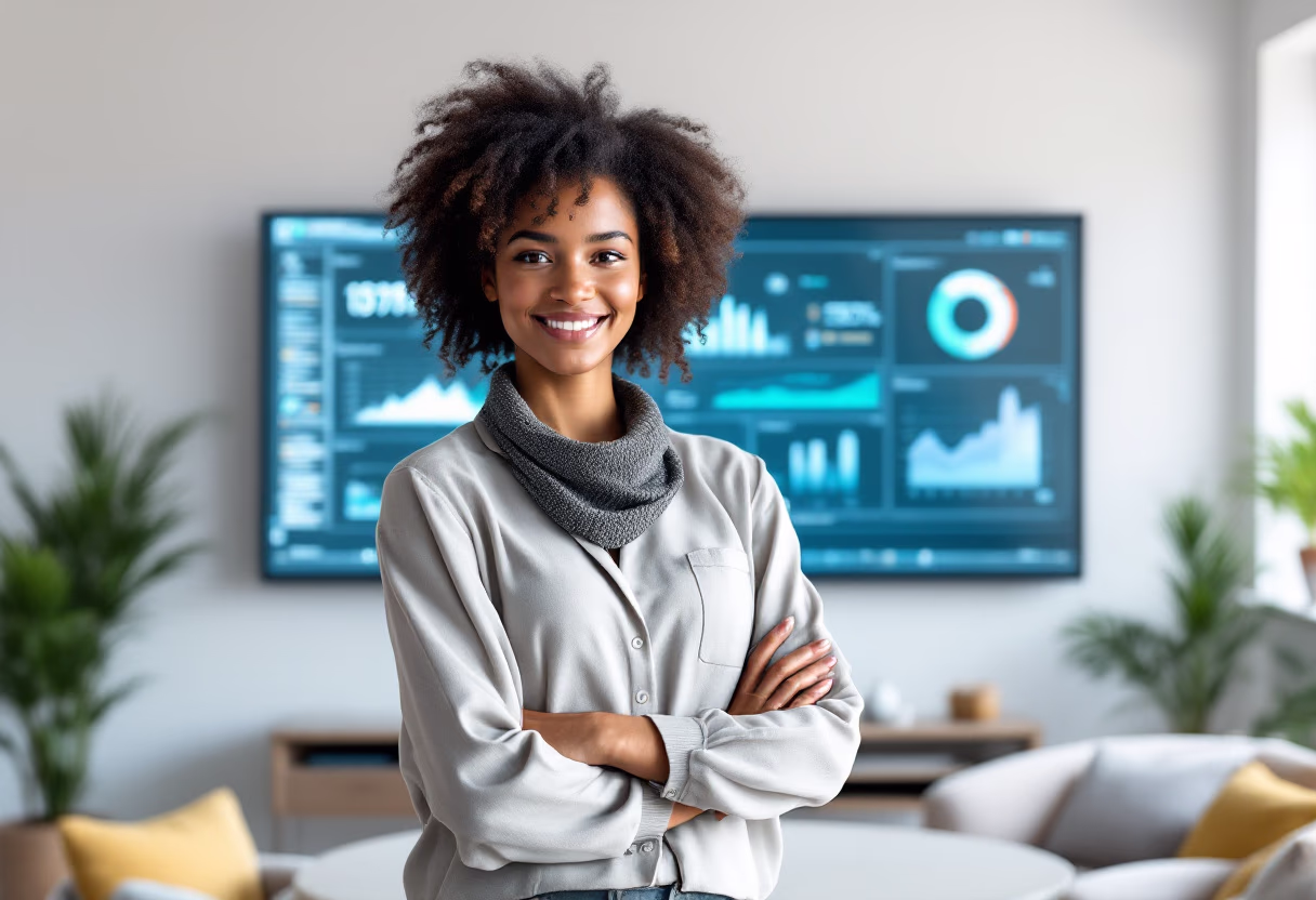 image of a person analyzing data charts (for a social media and communication)