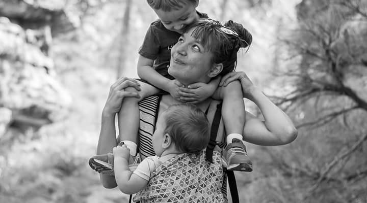 Mom with her two children, happy & healed