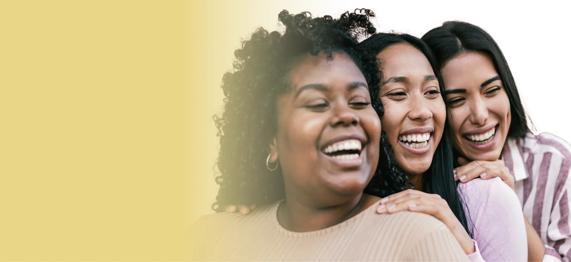 3 women showing support for one during while facing eating disorders.