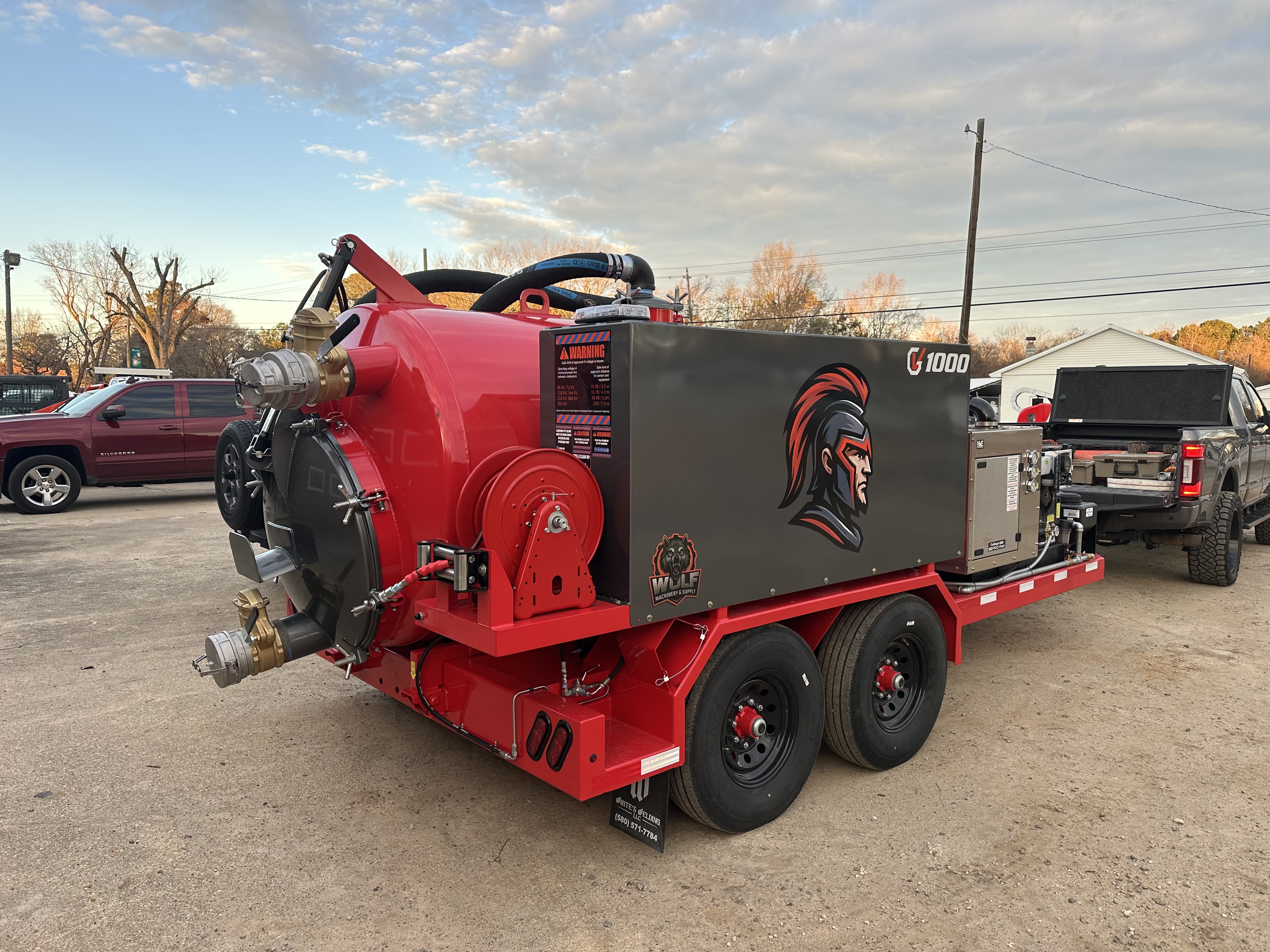 Red and black Gladiator vacuum excavator trailer