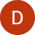 Circular orange-red background with a white capital letter D centered.