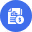 Blue circular icon with a white calendar and a clock indicating scheduled time.