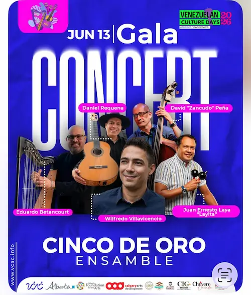 Cinco de Oro se presentará en la gala parte de Venezuelan Culture Days 2026 en Calgary