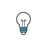 Light bulb icon with turquoise base representing idea or innovation concept
