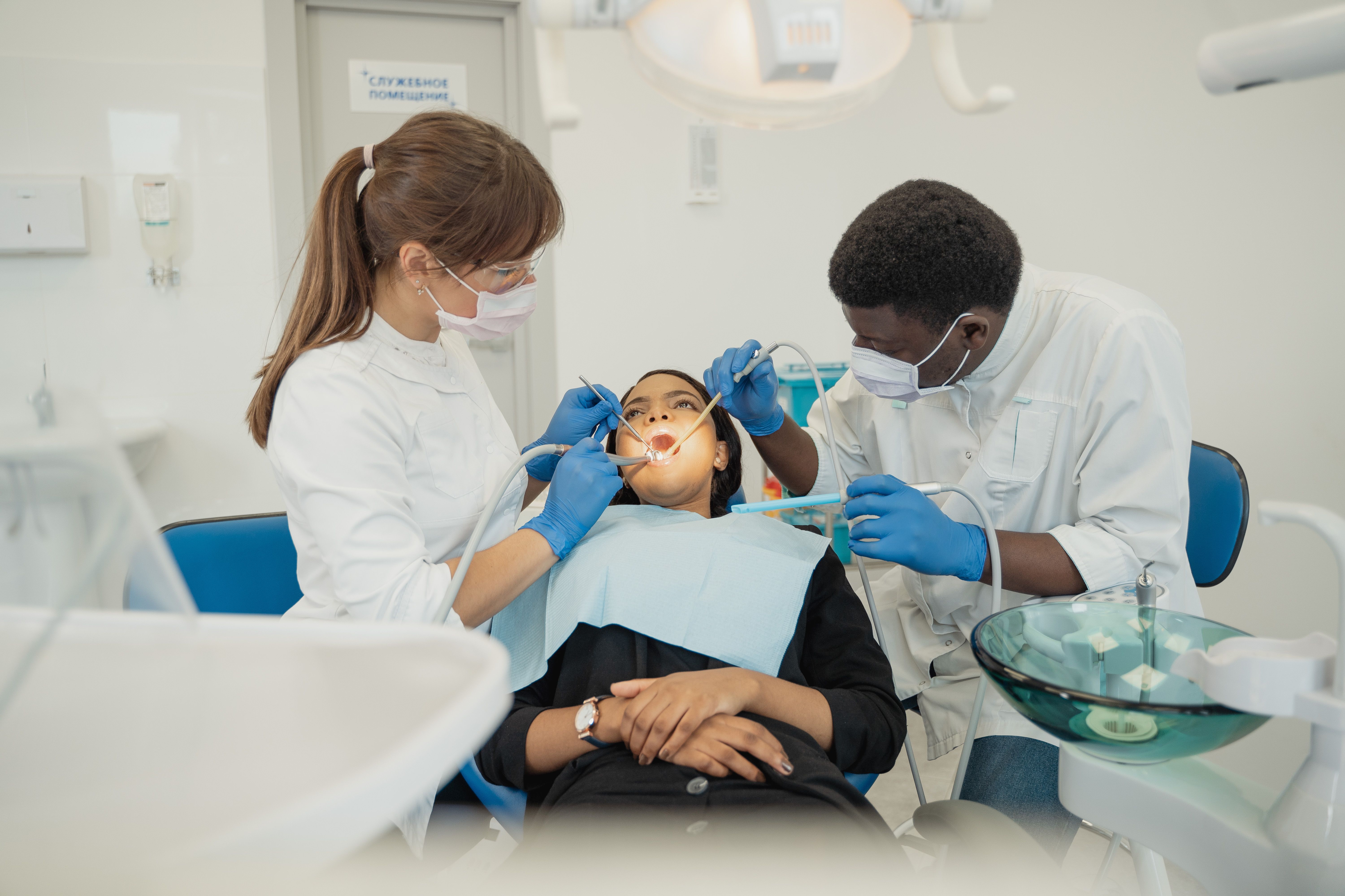patient in chair dental work