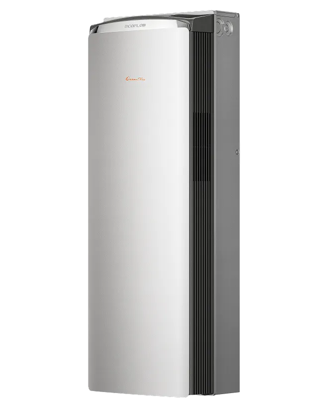 EcoFlow air purifier with a sleek vertical design and white front panel.