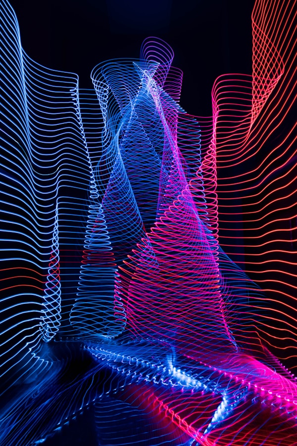 blue, red and pink abstract artwork