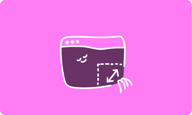 Icon of a web browser window with an arrow indicating resizing in the bottom right corner.