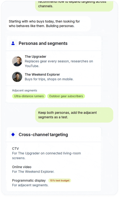 Ellie chat: cross-channel targeting plan