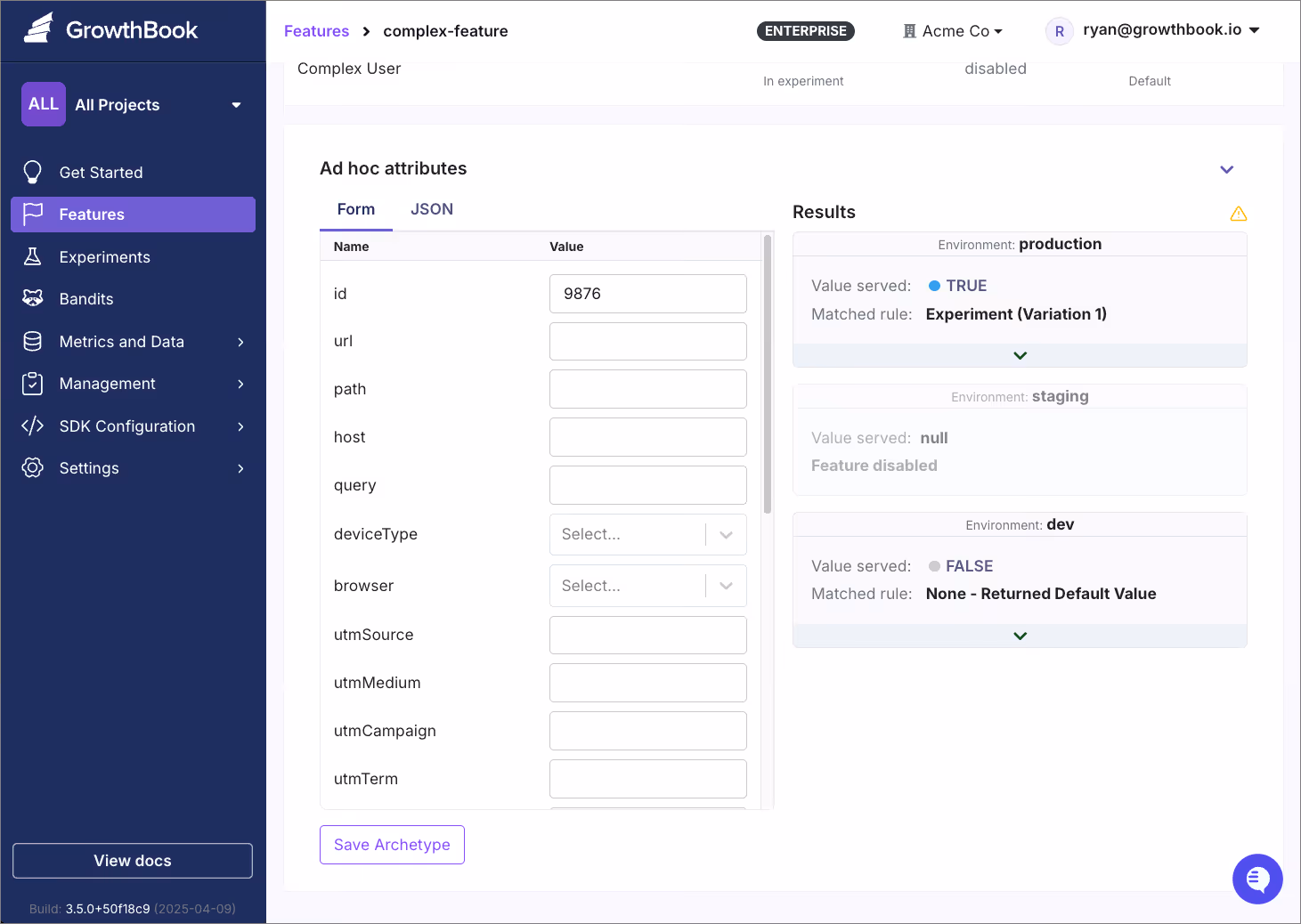See how features evaluate with simulation