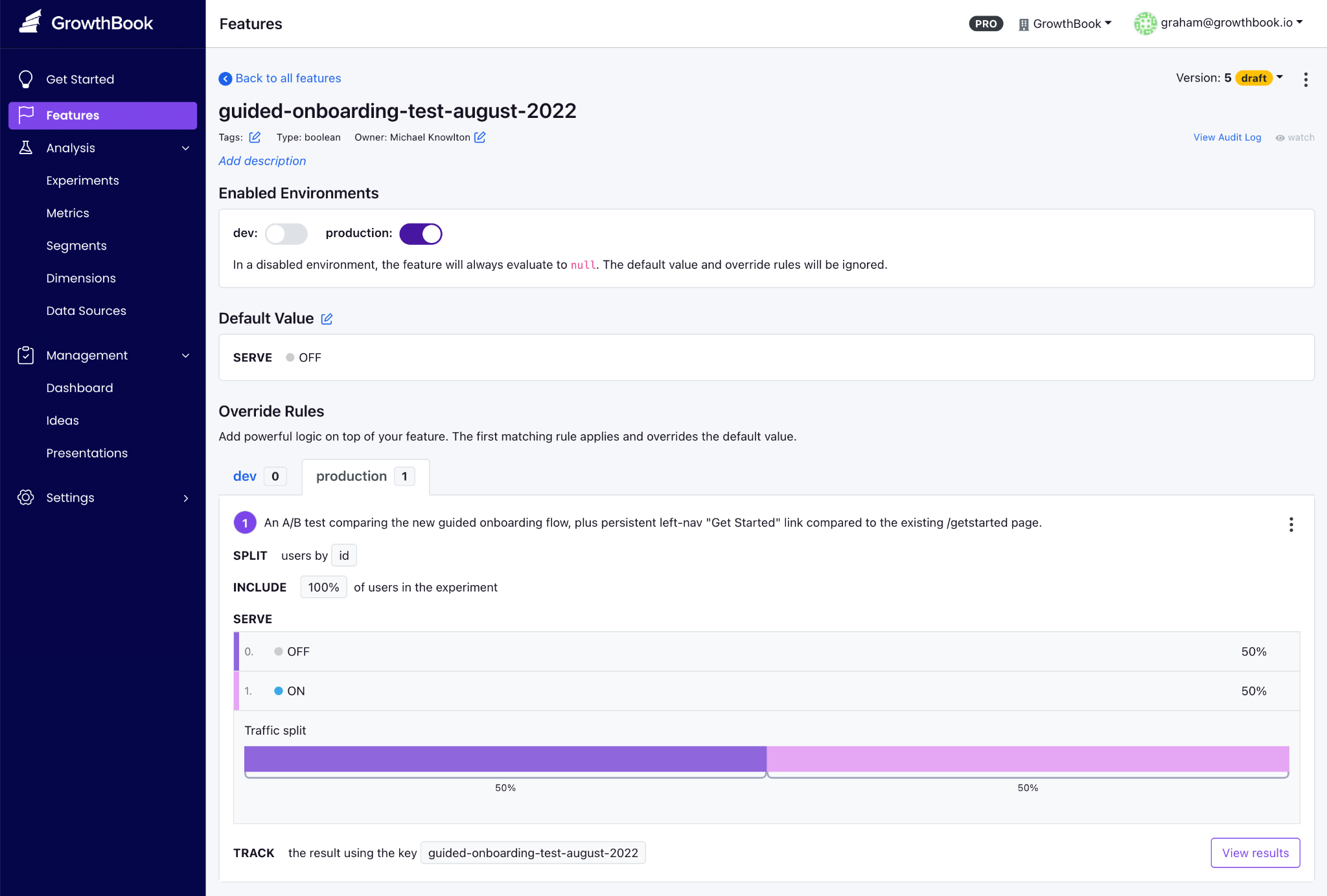 GrowthBook Feature Flagging