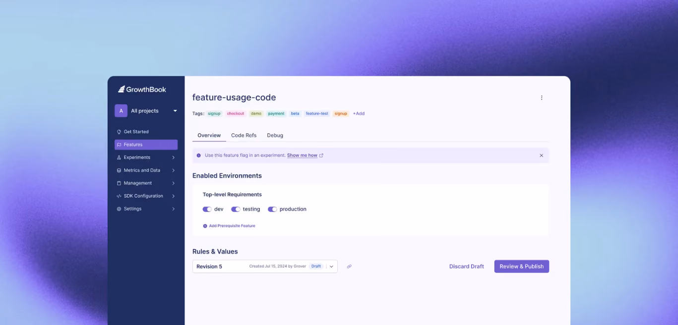 GrowthBook feature flags