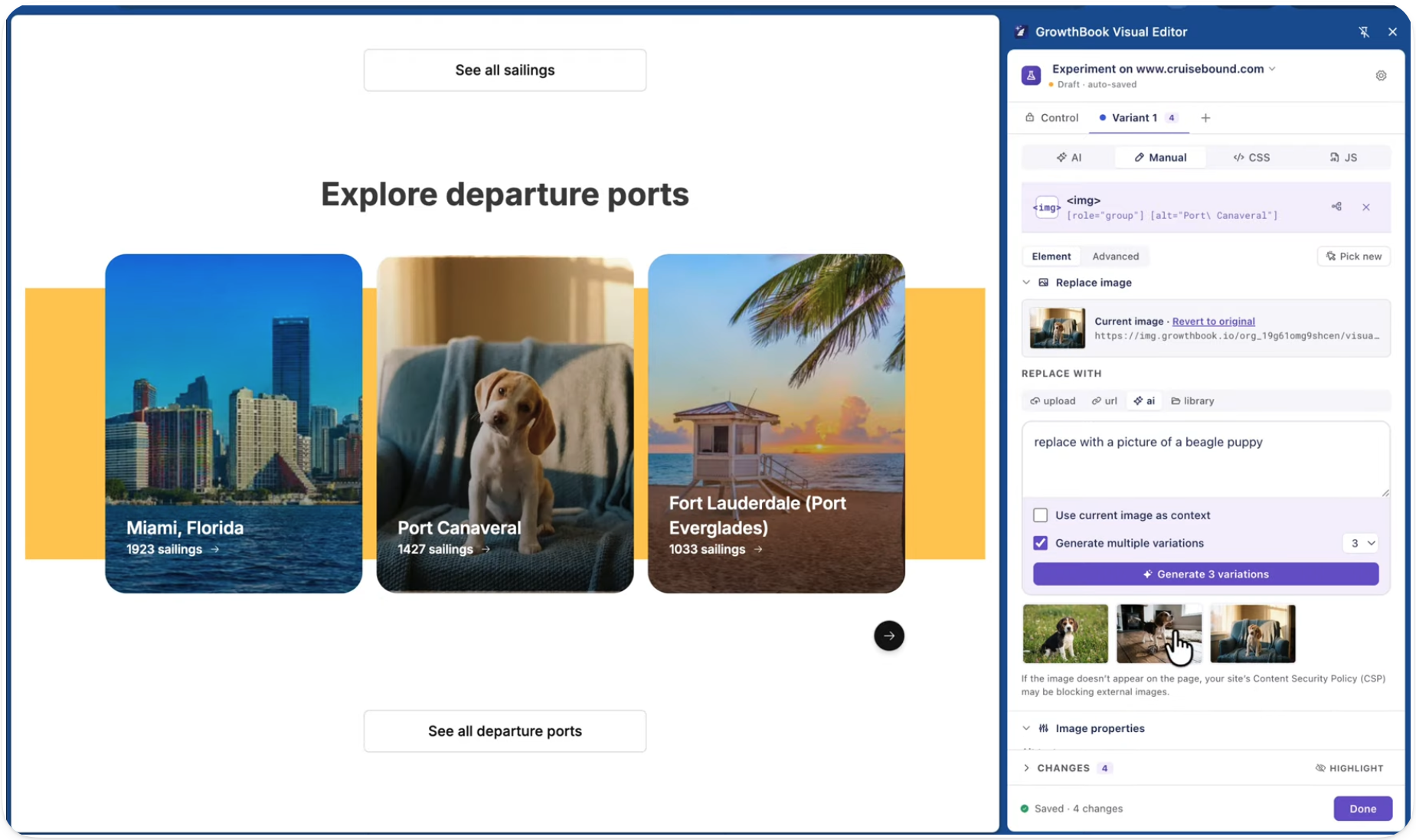 AI Visual Editor image generation