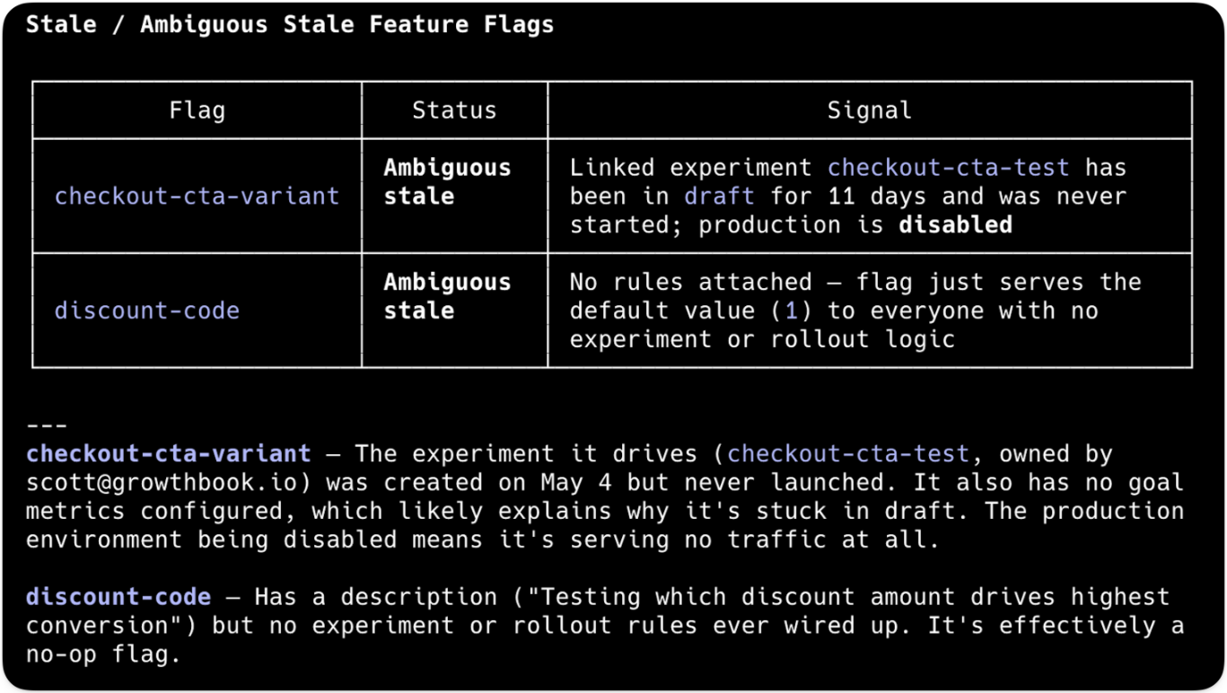 using GrowthBook's MCP to find and clean up stale flags